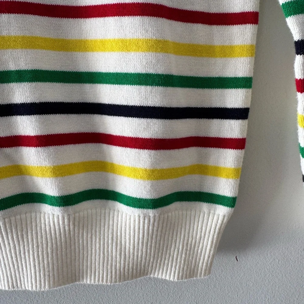 Primary Striped Sweater Sz 8-9, cotton, preppy, colorful, cute, classic, rainbow